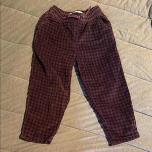 Zara Kids 2-3t Brown Checkered Corduroy  Pants